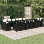 vidaXL Ensemble à manger de jardin coussins 19 Pièces Résine tressée Noir