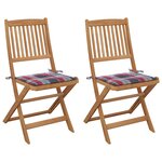 vidaXL Chaises pliables de jardin 2 Pièces avec coussins Bois d'acacia