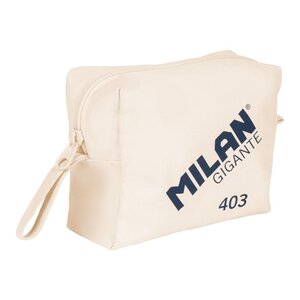 Trousse de toilette grande capacité Milan Series 1918 Giant 403 - Taille 27x20x11cm - 2 compartiments intérieurs - Fermeture à glissière - 100  coton - Couleur Beige