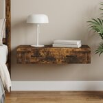 vidaXL Table d'appoint murale Chêne fumé 87 5 x 34 5 x 17 cm