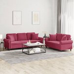 vidaXL Ensemble de canapés 2 Pièces avec coussins rouge bordeaux velours