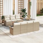 vidaXL Ensemble de canapé de jardin 8 Pièces Beige Poly rotin