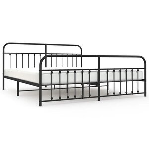 vidaXL Cadre de lit métal sans matelas avec pied de lit noir 200x200cm
