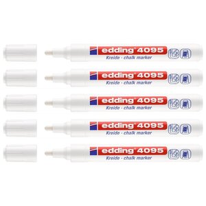 Marqueur Craie Liquide 4095 Ardoises et Fenêtres Blanc Pointe Ronde 2-3 mm x 5 EDDING