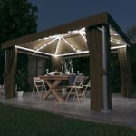 vidaXL Tonnelle avec rideau et guirlande lumineuse à LED 4x3 m Taupe