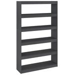 vidaXL Bibliothèque/Séparateur de pièce Gris 100x30x167 5cm Pin massif