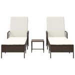 vidaXL Chaise longue 2-personne 2 Pièces Marron 35 x 35 x 32cm polyrotin
