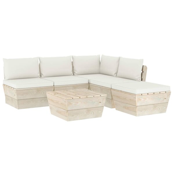 vidaXL Salon de jardin palette 6 Pièces avec coussins bois d'épicéa