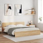 vidaXL Cadre de lit avec tête de lit chêne sonoma 160x200 cm