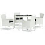 vidaXL Ensemble à manger de jardin et coussins 5 Pièces blanc poly rotin
