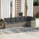 vidaXL Salon de jardin 6 Pièces avec coussins gris résine tressée