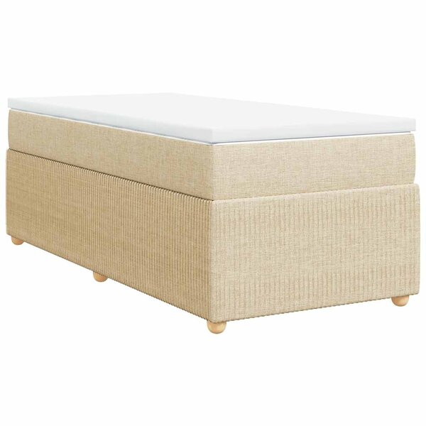 vidaXL Sommier à lattes de lit avec matelas Crème 90x200 cm Tissu