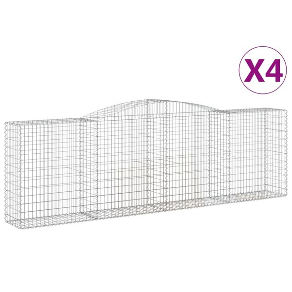 vidaXL Paniers à gabions arqués 4 Pièces 400x50x120/140 cm Fer galvanisé