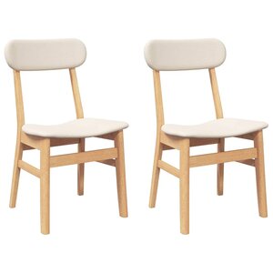 vidaXL Chaises à manger coussins 2 Pièces bois massif caoutchouc