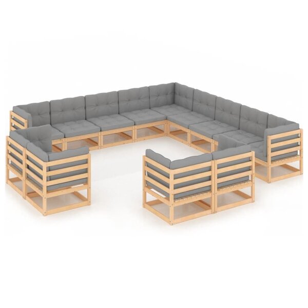 vidaXL Salon de jardin 13 Pièces avec coussins Bois de pin massif