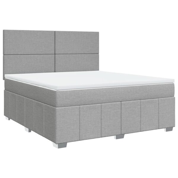 vidaXL Sommier à lattes de lit avec matelas Gris clair 180x200cm Tissu