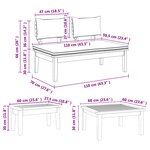 vidaXL Ensemble de banc de jardin avec coussin 3 Pièces Marron et Crème