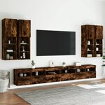 vidaXL Ensemble de meubles TV muraux 7 Pièces et lumières LED chêne fumé