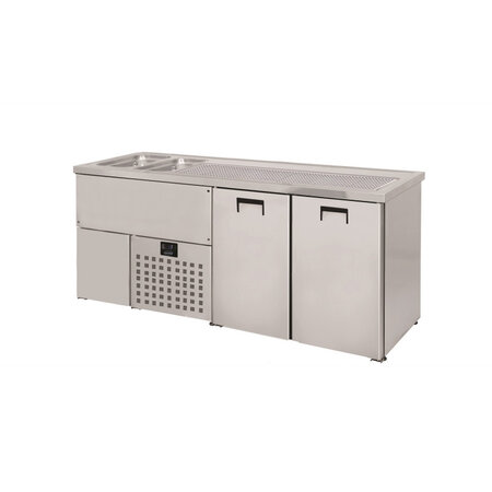 Refroidisseur de boissons - 2 portes & evier - combisteel - r290 - acier inoxydable21950 mmpleine/battante 1950x700x950mm