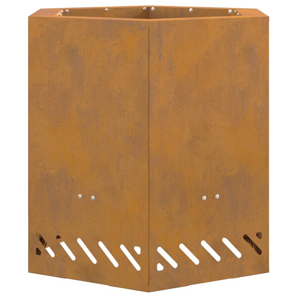 vidaXL Foyer sans fumée Hexagonal 48x48x51 cm Acier résistant aux intempéries