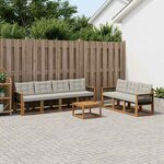 vidaXL Ensemble de canapés d'extérieur 8 Pièces Naturel et gris clair
