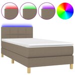 vidaXL Sommier à lattes de lit avec matelas LED Taupe 90x200 cm Tissu