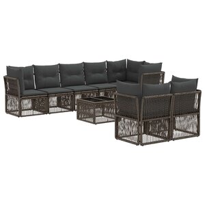 vidaXL Ensemble de canapé de jardin 9 pc Gris polyrotin