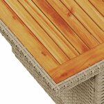vidaXL Table de jardin beige 100x55x73cm résine tressée et bois acacia