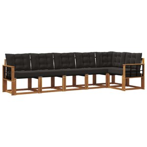 vidaXL Ensemble de canapés d'extérieur 6 Pièces Naturel et Noir