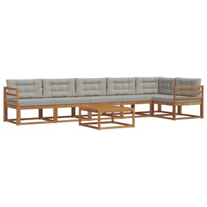 vidaXL Ensemble de canapés d'extérieur 7 Pièces Gris Naturel et Clair