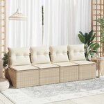 vidaXL Salon de jardin avec coussins 2 Pièces beige résine tressée acacia