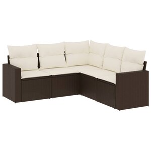 vidaXL Salon de jardin avec coussins 5 Pièces marron résine tressée