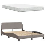 vidaXL Lit avec matelas Hanko taupe 140x190 cm tissu