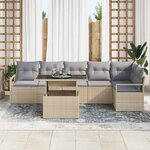 vidaXL Ensemble de canapé de jardin 7 Pièces Beige Poly rotin