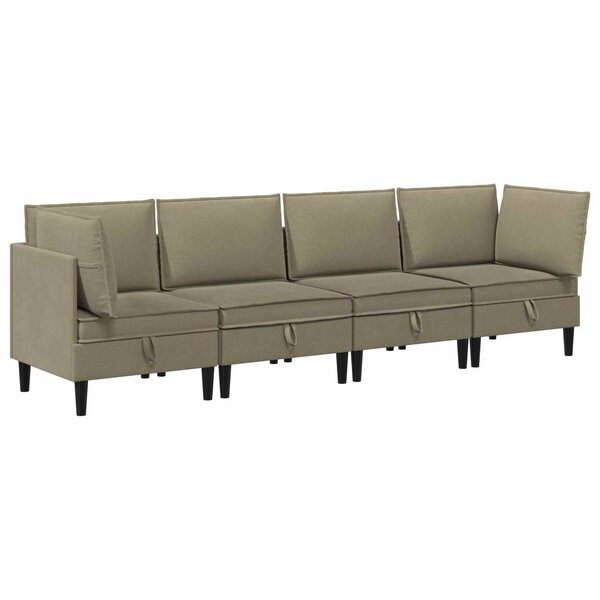 vidaXL Ensemble de meubles pour le salon 4 pc Kaki Tissu