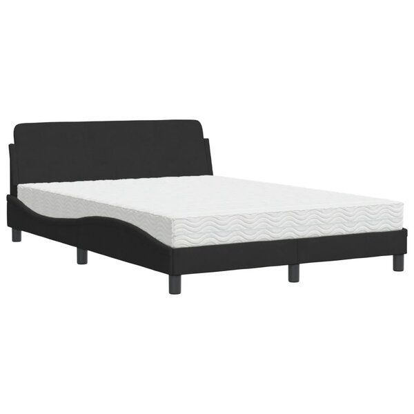 vidaXL Lit avec matelas noir 140x190 cm velours