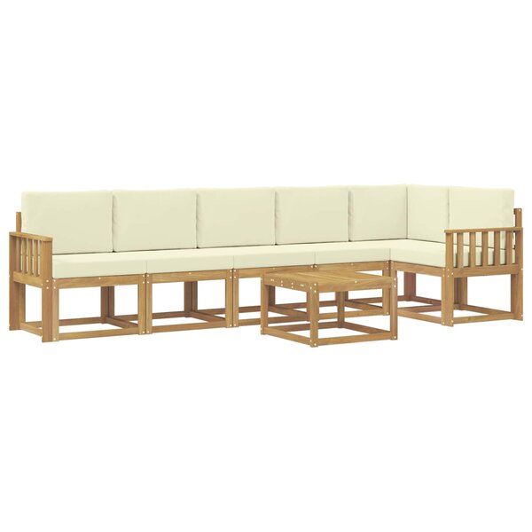 vidaXL Ensemble de canapés d'extérieur 7 Pièces Blanc et crème Polyester