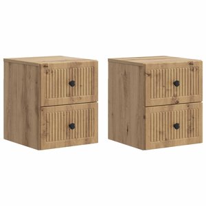 vidaXL Cabinet de chevet mural 2 pc Chêne artisanal 33 x 34 5 x 40 cm