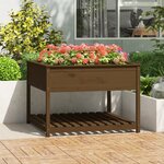 vidaXL Jardinière et étagère Marron miel 111 5x111 5x81 cm Bois de pin
