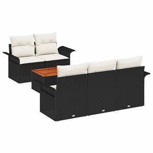 vidaXL Ensemble de canapé de jardin avec coussin 6 Pièces Noir et Crème