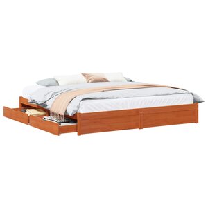 vidaXL Cadre de lit Cire marron 180 x 200 cm Bois de Pin Massif