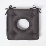 Galette de chaise coussin bouée en suédine Gris  40 x 40 x 10 cm - HOMESCAPES