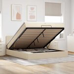 VidaXL Cadre de lit ottoman avec matelas crème 200x200cm tissu