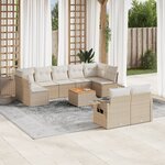 vidaXL Salon de jardin avec coussins 10 Pièces beige résine tressée