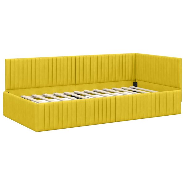 vidaXL Cadre de lit d'angle Jaune 100 cm x 200 cm tissu