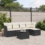 vidaXL Salon de jardin 6 Pièces avec coussins noir résine tressée