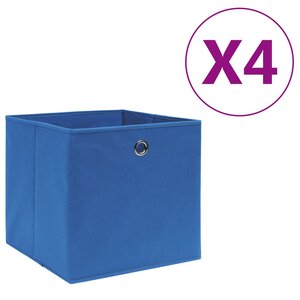 vidaXL Boîtes de rangement 4 Pièces Tissu intissé 28x28x28 cm Bleu