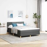 vidaXL Lit à ressort LED avec matelas Gris foncé 140 x 200 cm tissu