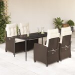 vidaXL Ensemble à manger de jardin 5 Pièces et coussins marron poly rotin