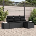 vidaXL Ensemble de canapé de jardin 4 Pièces Noir Poly rotin